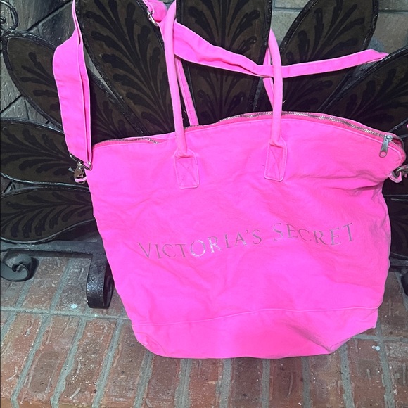 Victoria's Secret Handbags - Victoria's Secret Hot Pink Canvas Tote with Shoulder Strap